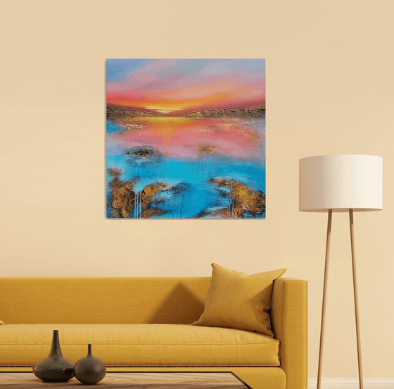 A beautiful large modern abstract figurative seascape painting "Evening mood"