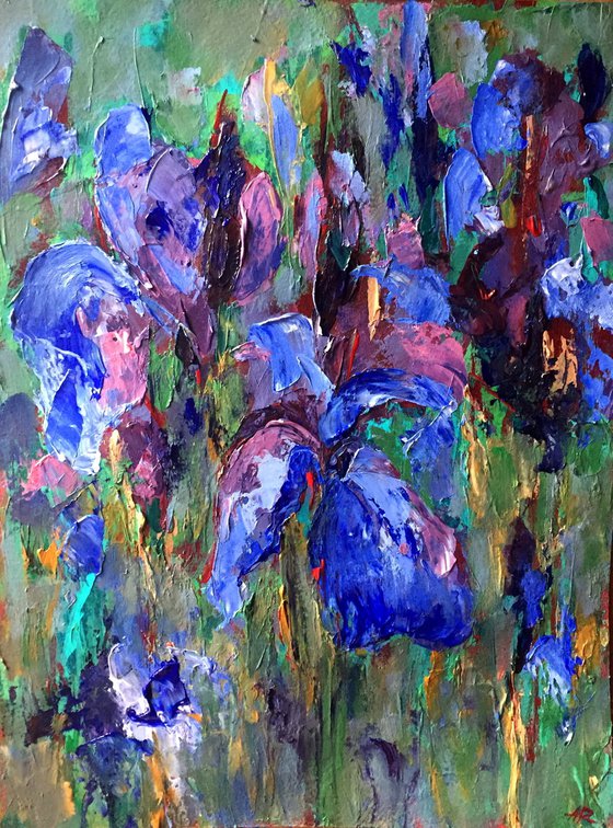 Irises Acrylic Painting