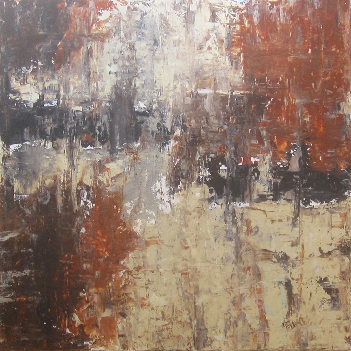 Organic Abstract Acrylic Painting By Joseph Piccillo, 30 X 30", City Nights, Original Artwork