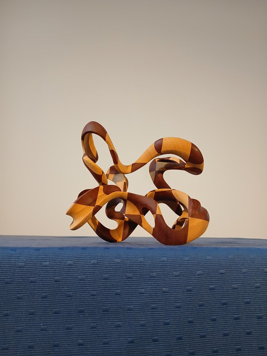 Abstract Wood Sculpture By Massimiliano Capraro, 7 X 6", Infinity, Original Artwork