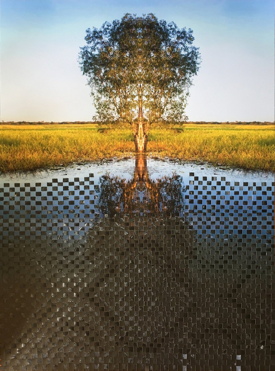 Landscape Sculpture By Jennifer Bell, 20 X 28, Woven Family Tree Still Waters, Original Artwork