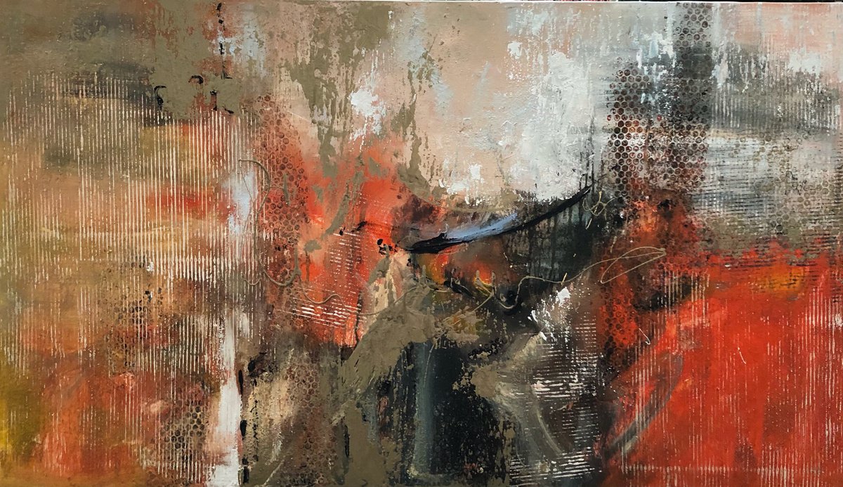 Abstract Oil Painting By Snezana Djordjevic, 55 X 31", Memories 2, Original Artwork