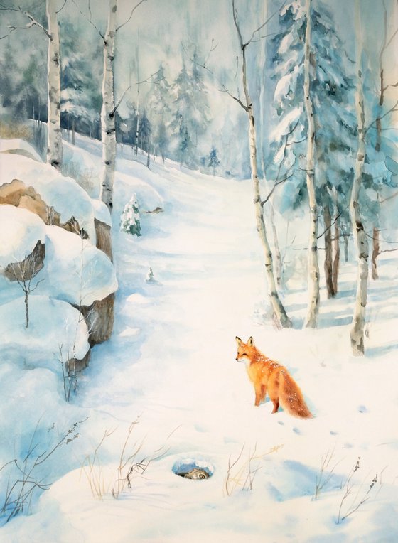Hidden in Plain Sight Fox in Winter Forest