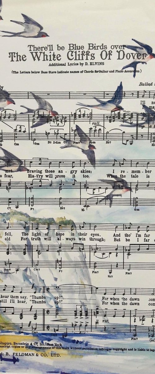 Bluebirds Cliffs Dover by Teresa Tanner