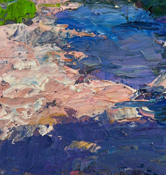 Mountain River Descending through Forest