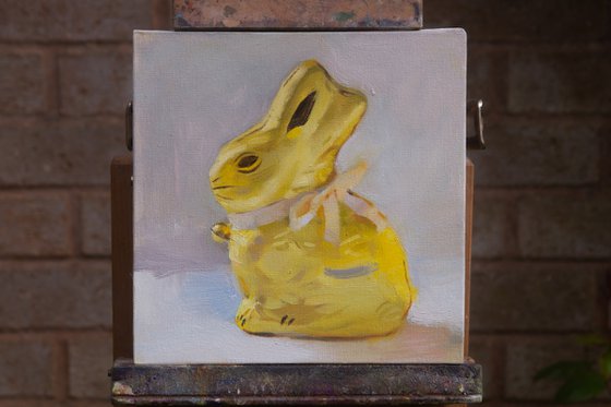 Golden Bunny 2 - Original Oil Painting
