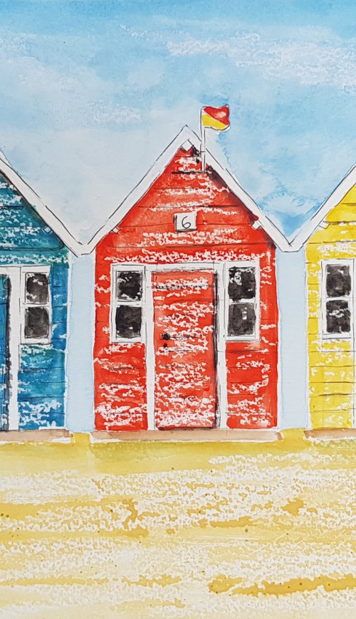 Three Beach Huts by Michele Wallington