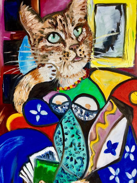 Dreaming Cat version of Picasso painting FOR CAT LOVERS GIFT IDEA