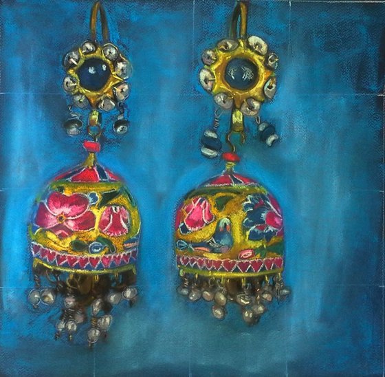 Jewish Afghanistan earrings in turquoise