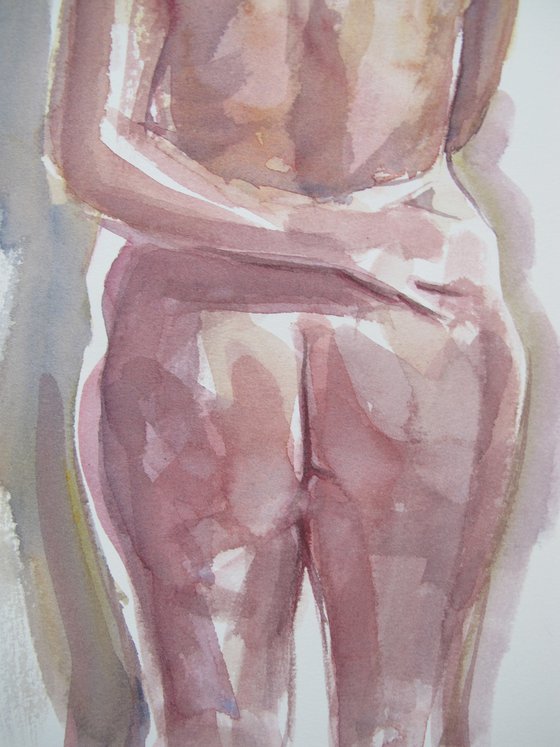 standing female nude back study