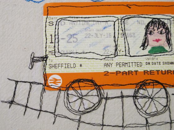 Girl on a Train Ticket (ready to hang)