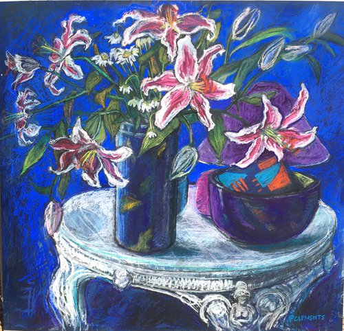 Lillies on Garden table by Patricia Clements