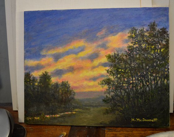 Peaceful Evening Sky - oil 8X10 canvas