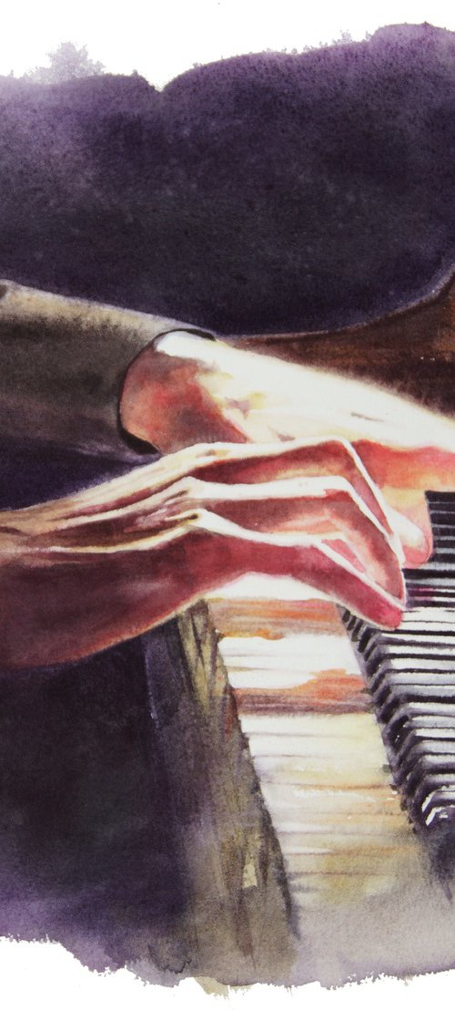 Piano Player by Olga Beliaeva Watercolour