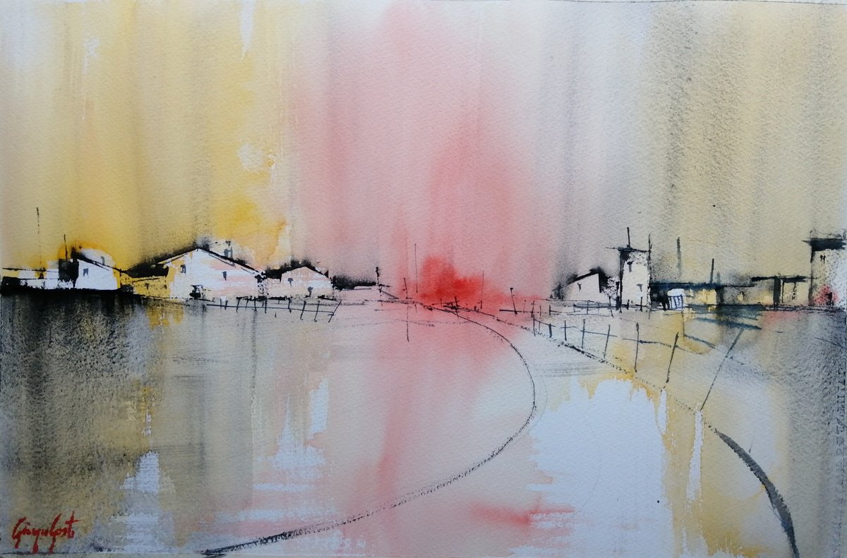 Impressionistic Watercolour , Countryside Landscape 24 By Giorgio Gosti, 21 X 14, Artwork For Sale On Artfinder