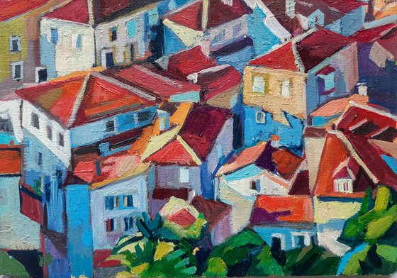 Roofs No.4, miniature, 16x11 cm