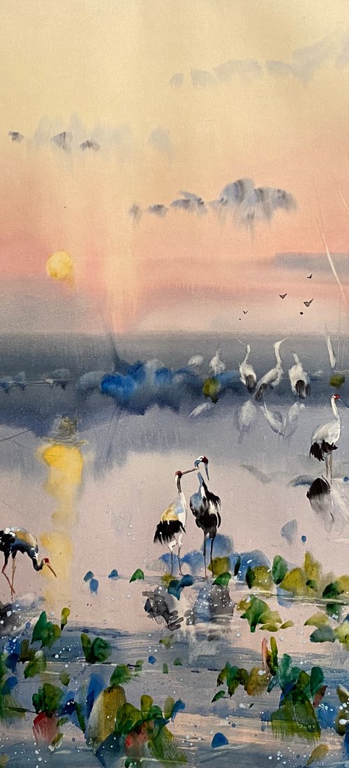 Sold Watercolor “Twilight meeting” perfect gift by Iulia Carchelan