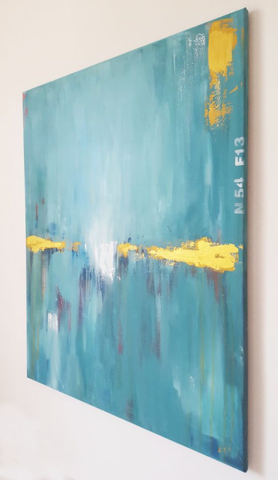 Deep Sea Gold in Turquoise – Abstract Seascape