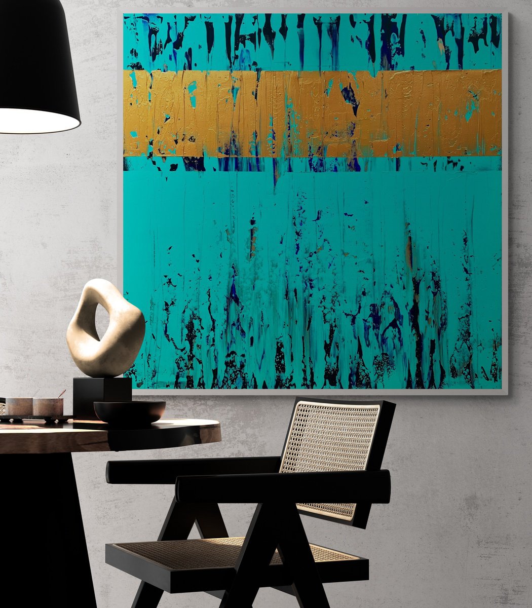 Abstract Acrylic Painting By Julijana Ravbar, 39 X 39", Summer Cruising, Original Artwork