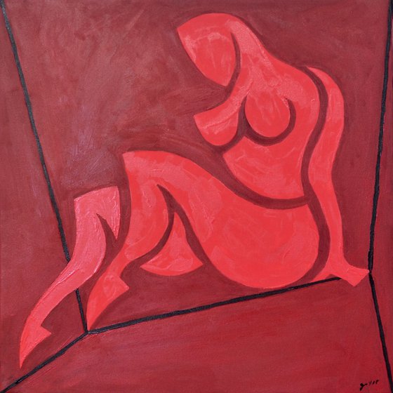 Study for Figure in Cubic Space – Red Version