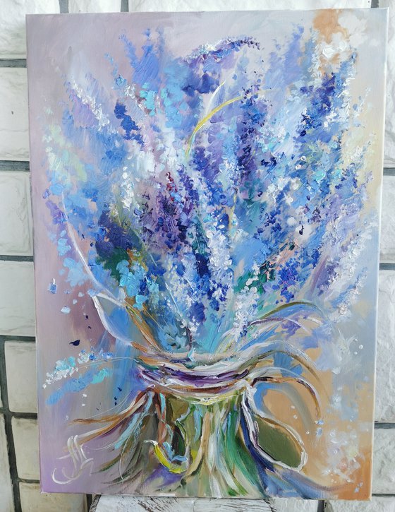 Lavender bouquet large oil painting on canvas
