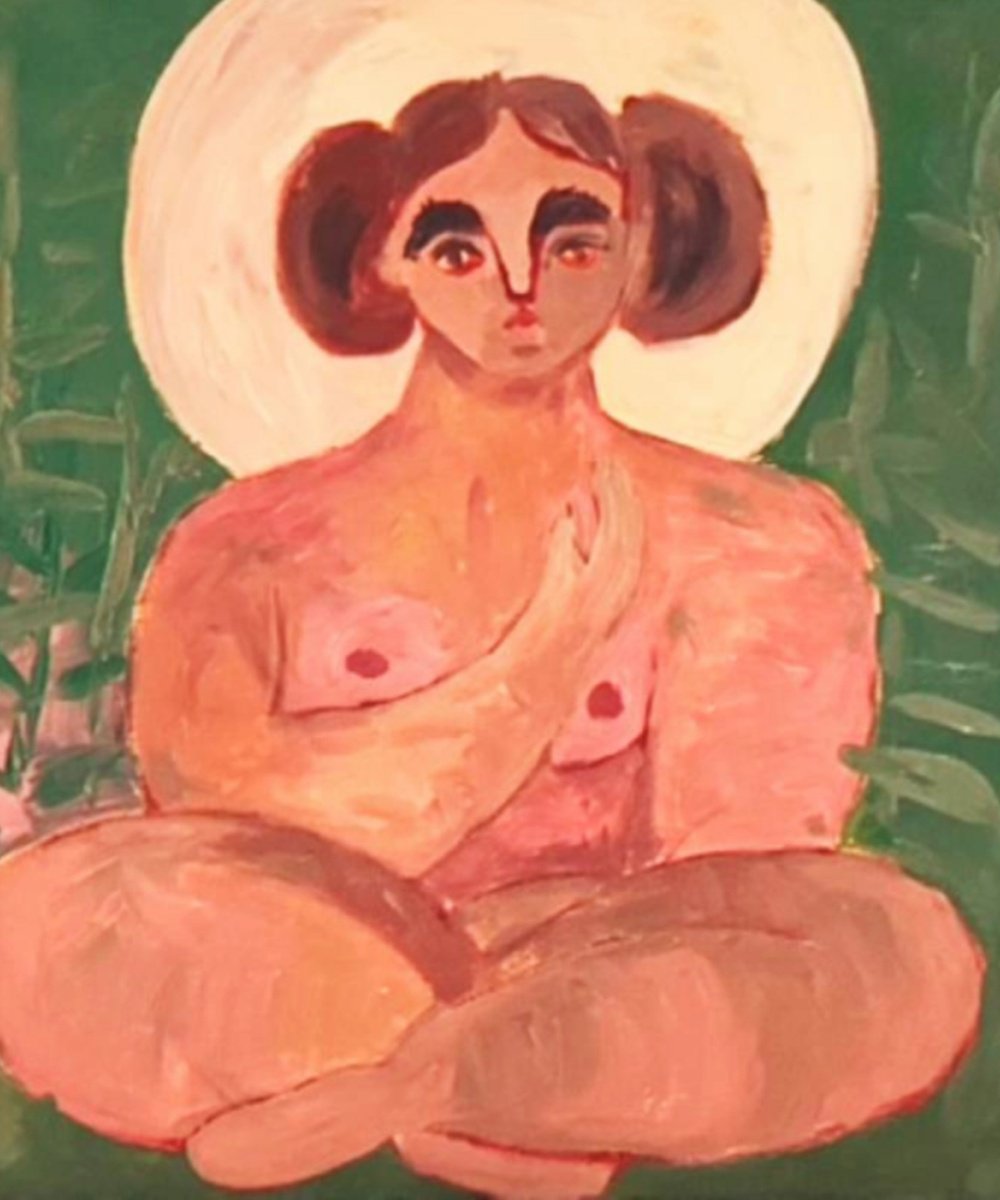 Surrealistic Abstract Acrylic Painting By Dasha Pogodina, 20 X 24, Meditation In The Heart Of Nature, Original Artwork