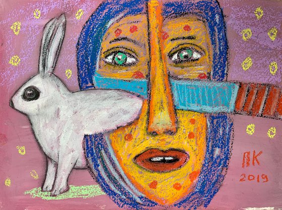 Rabbit and woman