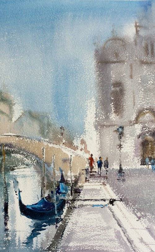 School of Saint Mark in Venice. Watercolor on paper. by Aleksandrs Neberekutins