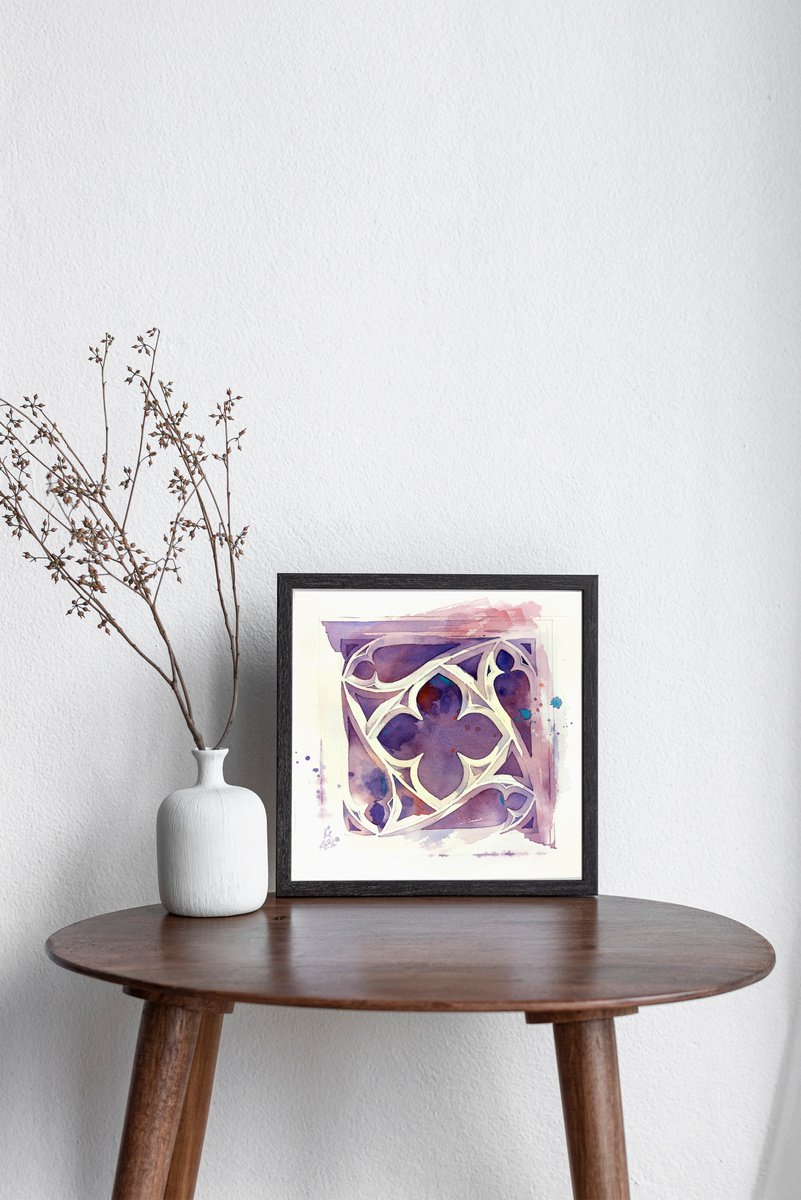 Impressionistic Cityscapes Watercolour By Ksenia Selianko, 10 X 10", Arch Gothic Element, Original Artwork