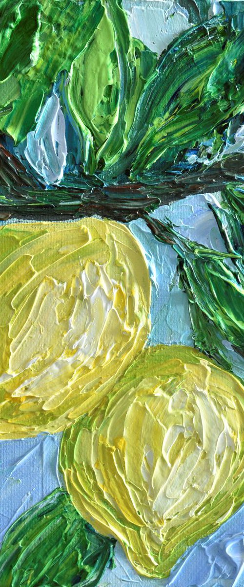 Lemons (20x20x2cm) - Original Acrylic Painting by Olga Tkachyk