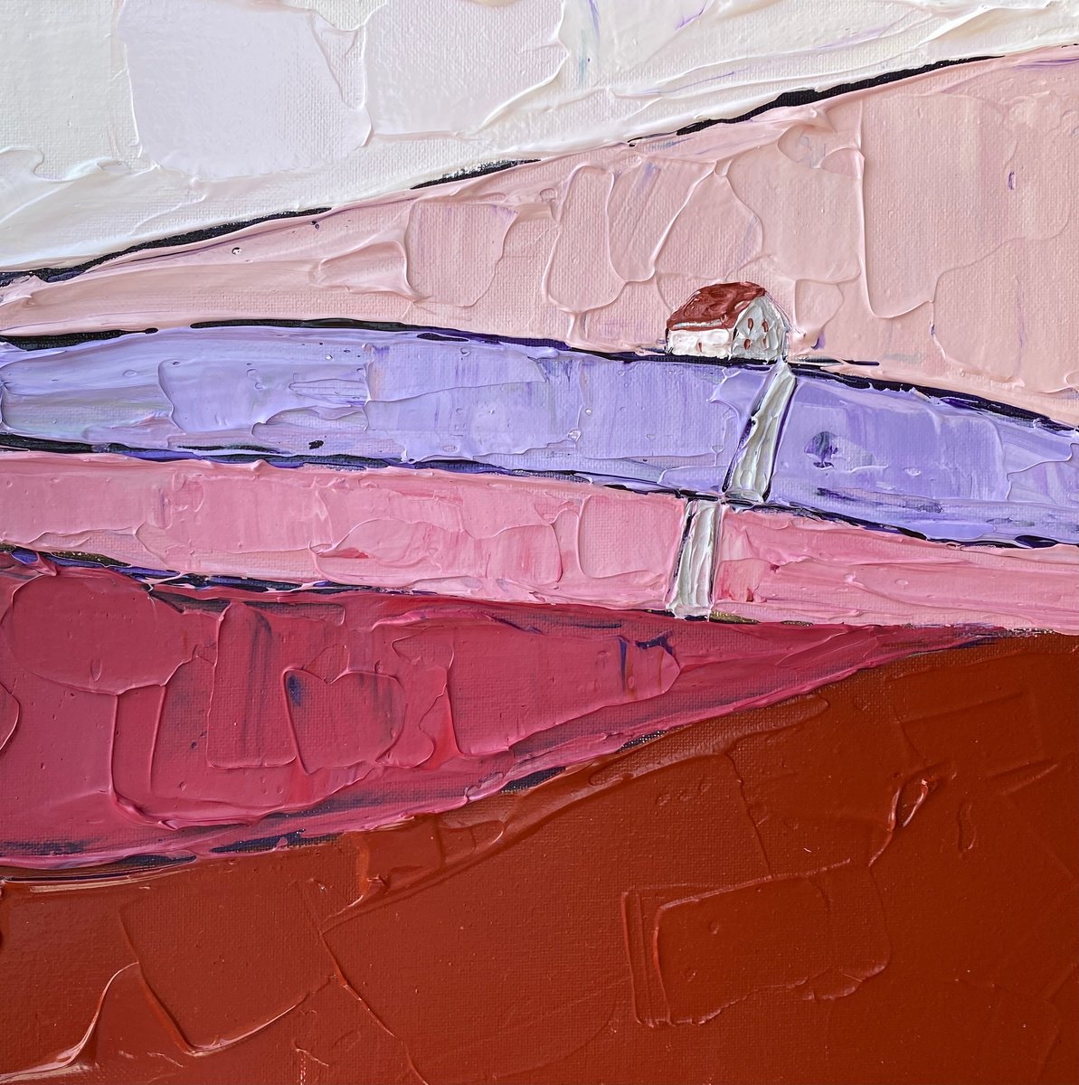 Impressionistic Landscape Acrylic Painting By Guzaliya Xavier, 12 X 12, Countryside 17, Original Artwork