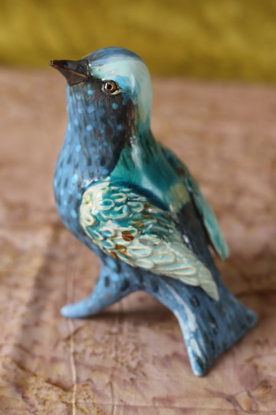 Blue Birdy. Ceramic sculpture