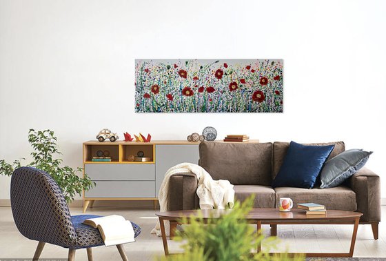 Poppy Field Palette Knife and Splatter Painting