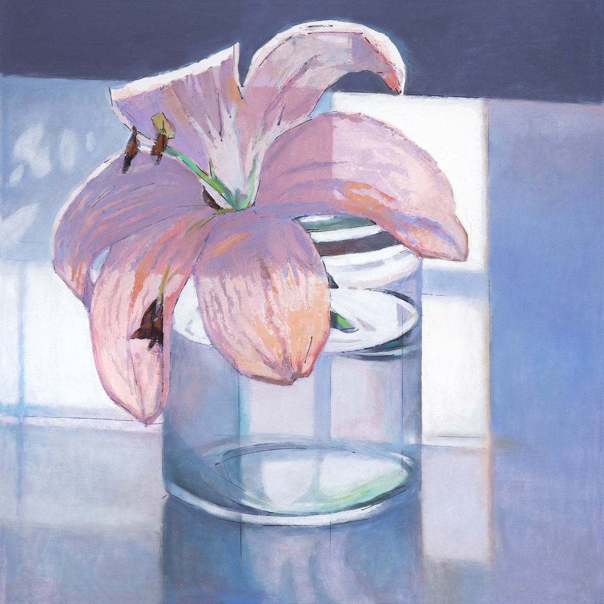 Impressionistic Still Life Oil Painting By Bo Kravchenko, 30 X 30, Easter Lily, Original Artwork