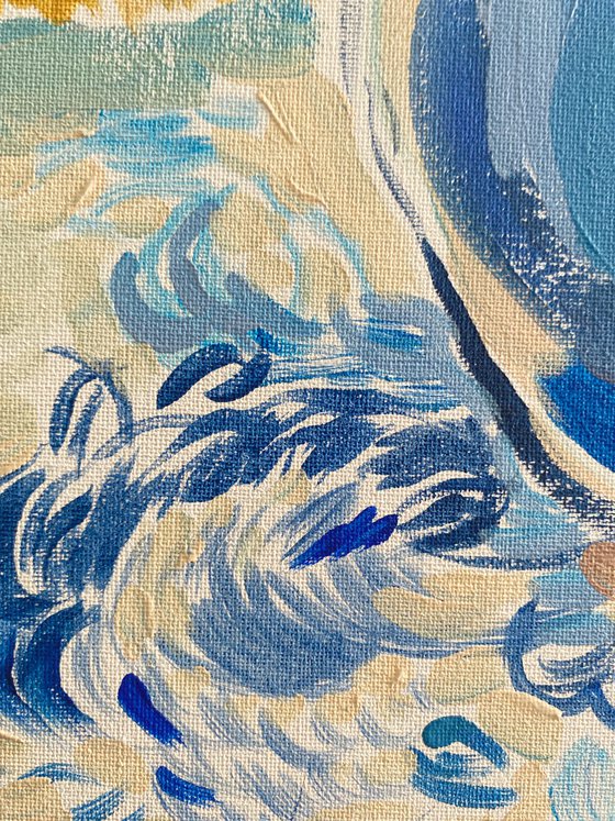 Tulips in a Blue Vase