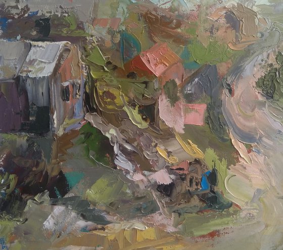 Plein air  (40x40cm, oil painting, impressionistic)