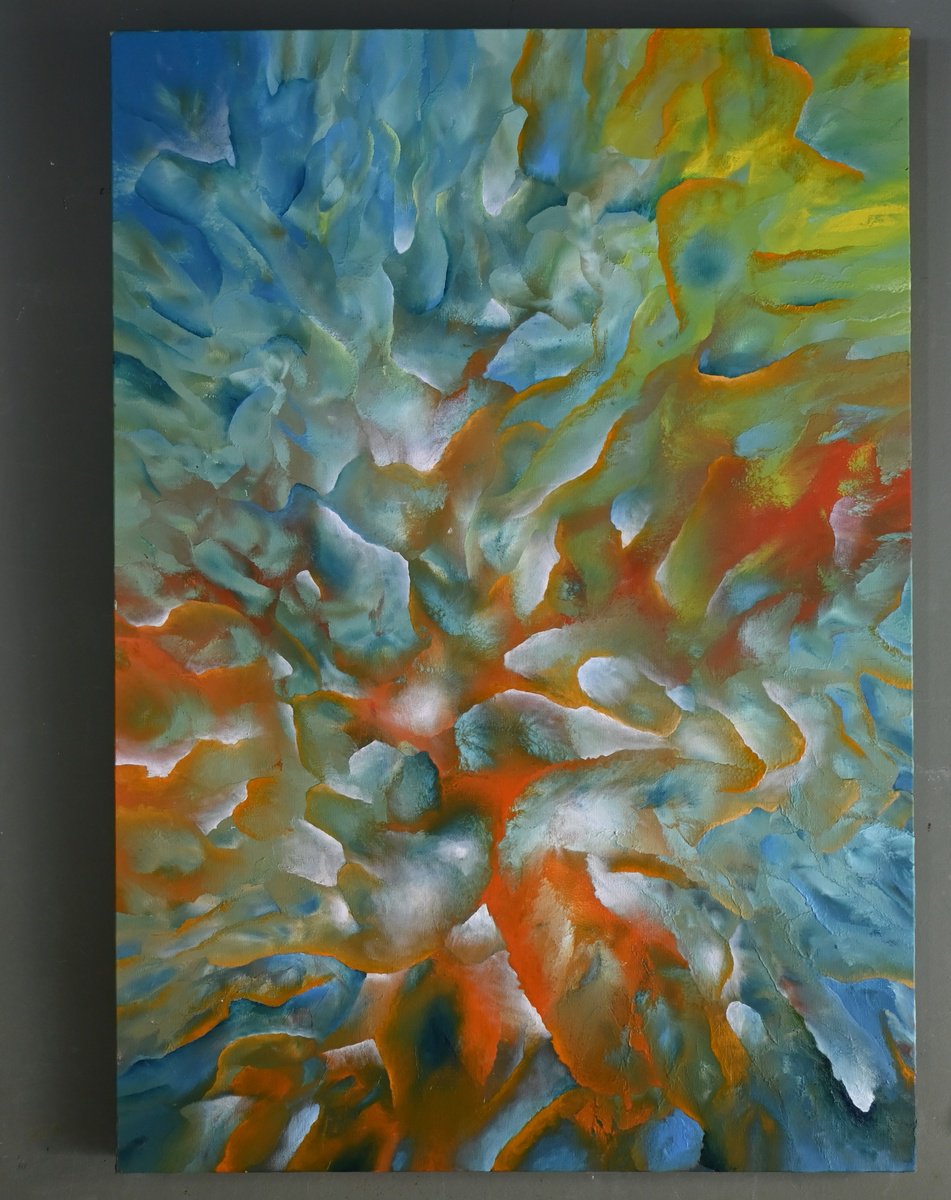 Organic Abstract Painting By Giuseppe Pastore, 28 X 39, Sfumature Di Luce, Original Artwork