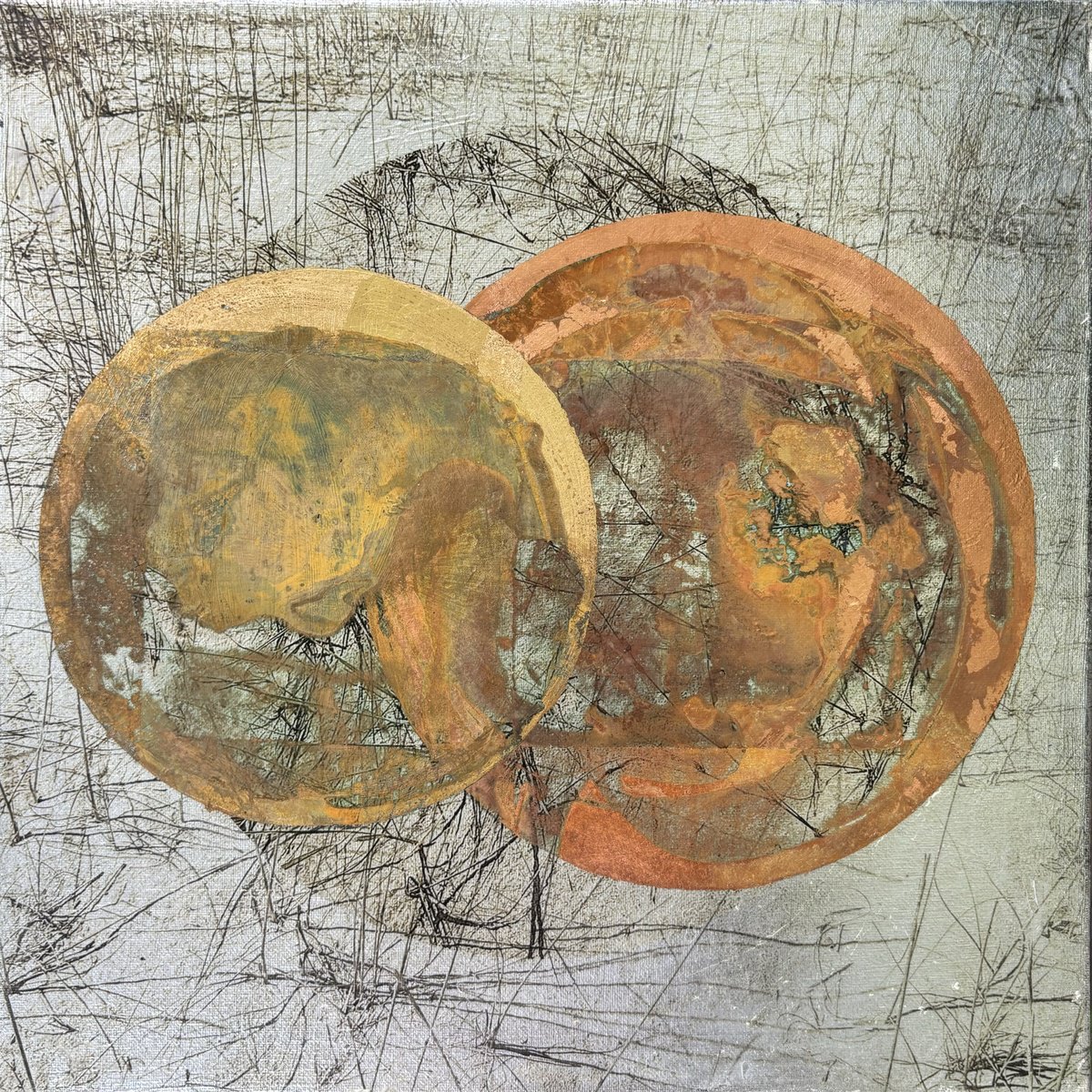 Organic Abstract Painting By Kaliya Ka, 16 X 16", Atlases, Original Artwork