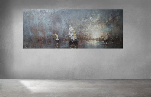 " Harbor of destroyed dreams - You were made for remember Me " W 150 x H 60 cm by Ivan  Grozdanovski