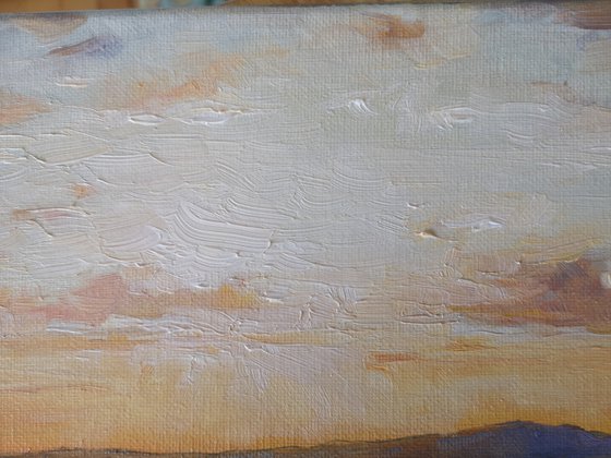 Golden sunset 2, original, oil on canvas impressionistic landscape