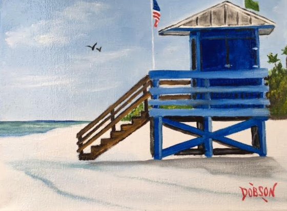 Blue Lifeguard Stand On Siesta Key