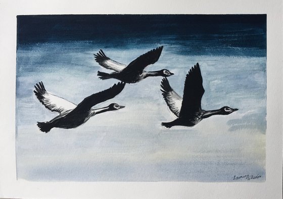 Geese Flying Home before the Storm