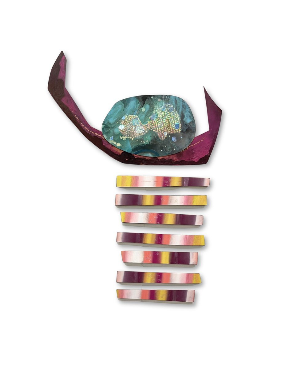 Geometric Abstract Sculpture By Kimberlee Rocca, 46 X 64", Chutes & Ladders, Original Artwork