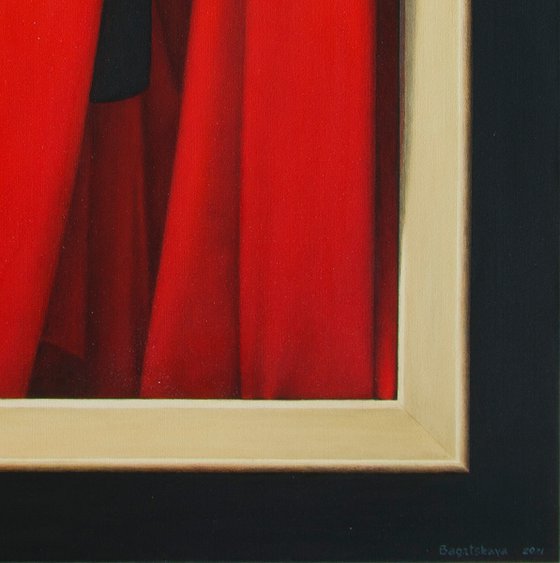 Still life in hyperrealism "Just Red Fabric on a Black Mannequin..."