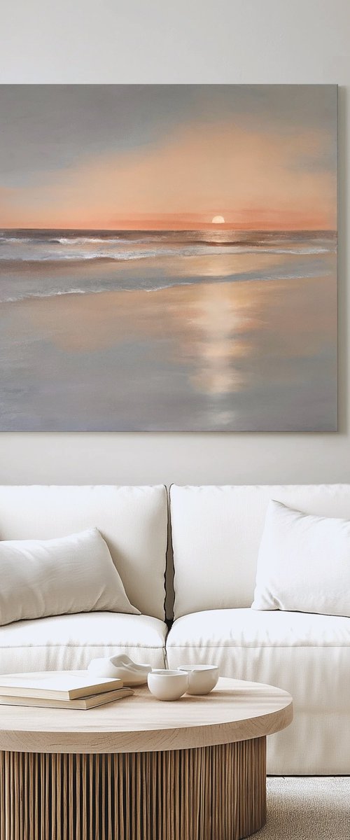 Sunset, minimalist seascape by Alena Post