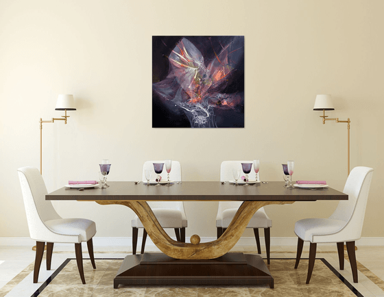 Angelic and twisted transformation abstract flowers framed painting O Kloska