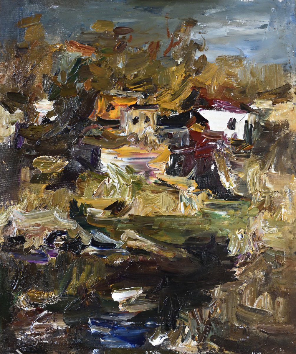 Expressive Landscape Oil Painting By Stanislava Cherkasova, 20 X 24", Autumn In Boguslav, Original Artwork