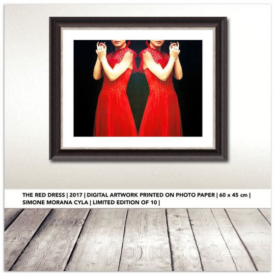 THE RED DRESS | 2017 | DIGITAL ARTWORK PRINTED ON PHOTO PAPER | HIGH QUALITY | LIMITED EDITION OF 10 | SIMONE MORANA CYLA | 60 X 45 CM |
