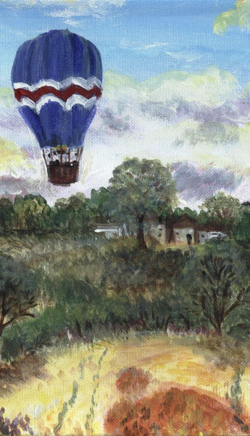 balloon descent in Bucks. countryside by Sandra Fisher