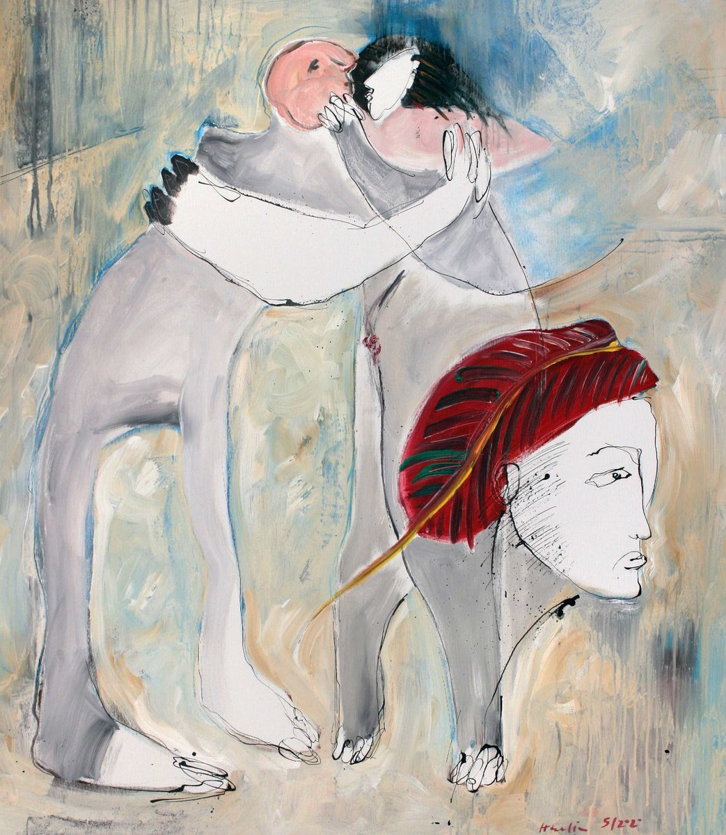 Portrait Acrylic Painting By Jiri Havlik, 39 X 45, Love, Original Artwork